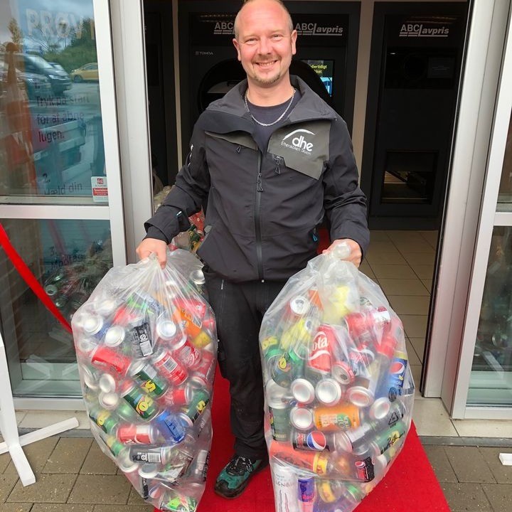 Man recycling